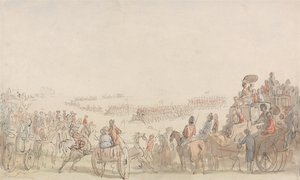 Anmeldelse af Light Horse Volunteers på Wimbledon Common af Thomas Rowlandson